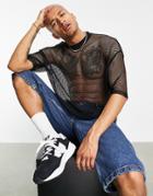 Asos Design Oversized T-shirt In Black Mesh