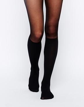 Gipsy Mock Knee High Tights - Black
