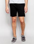 Blend Slim Sweat Shorts Drawstring Raw Edge In Black - Black