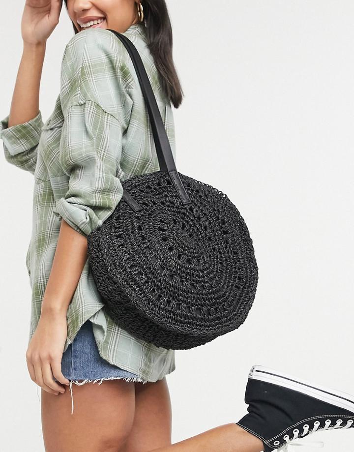 Oasis Straw Shopper In Black