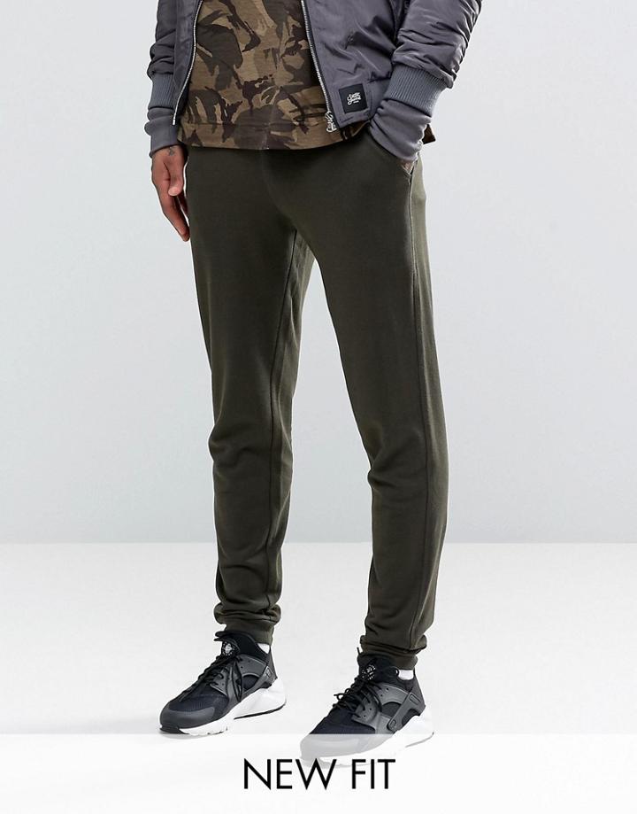 Asos Super Skinny Joggers In Khaki - Green