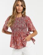 Y.a.s Smock Fluted Sleeve Top - Multi