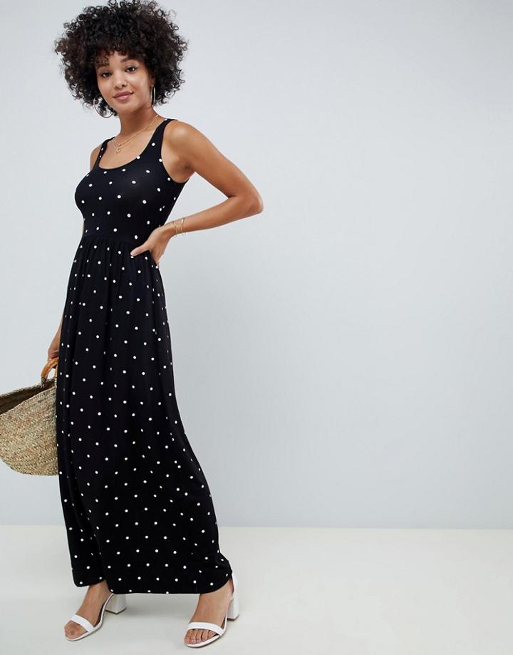 Asos Design Polka Dot Maxi Skater Dress-multi