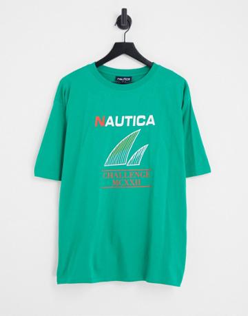 Nautica Archive Brillock Oversized T-shirt In Green