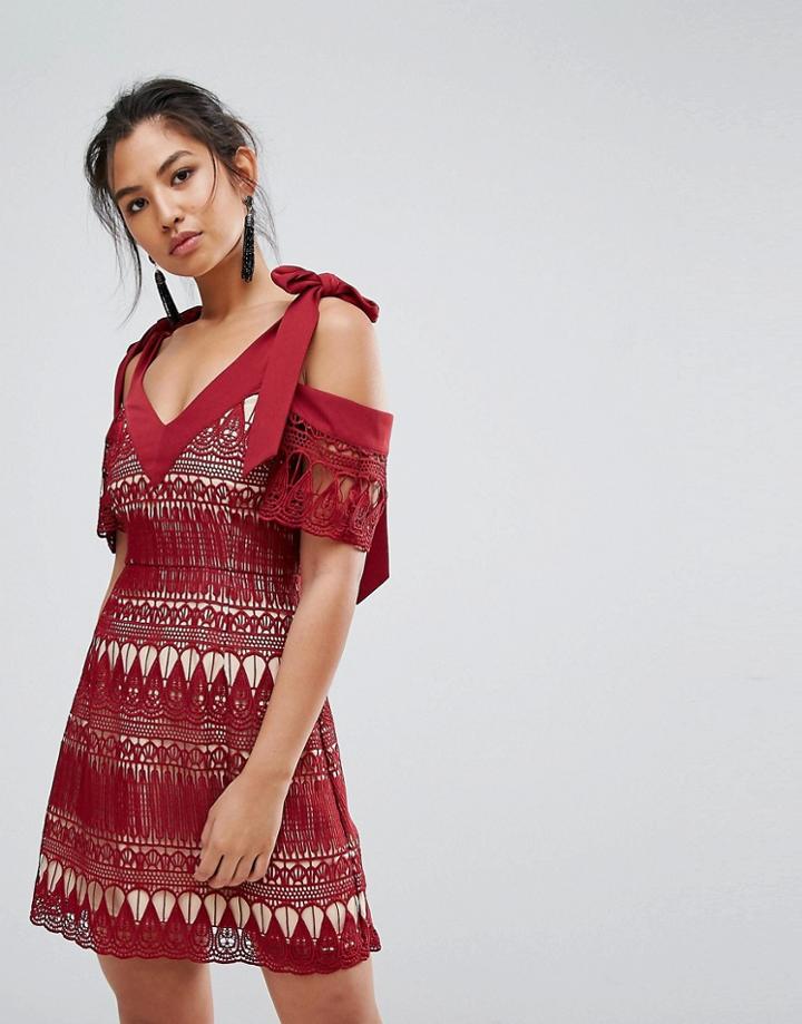 Keepsake Walk On By Lace Dress - Red
