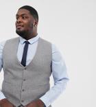 Asos Design Plus Wedding Super Skinny Suit Vest In Micro Gray Houndstooth