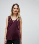 Asos Maternity Deep Plunge Lace Insert Camisole Tank - Red