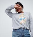 Asos Design Curve Sweat With Cherub Iconography Print - Gray