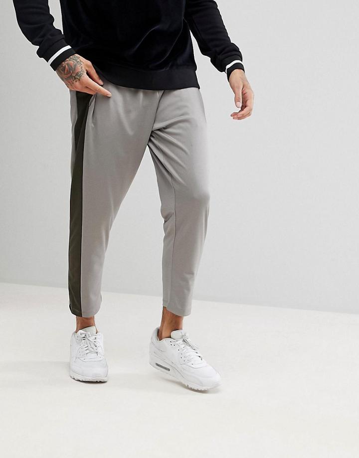 Asos Tapered Track Joggers With Color Blocking - White