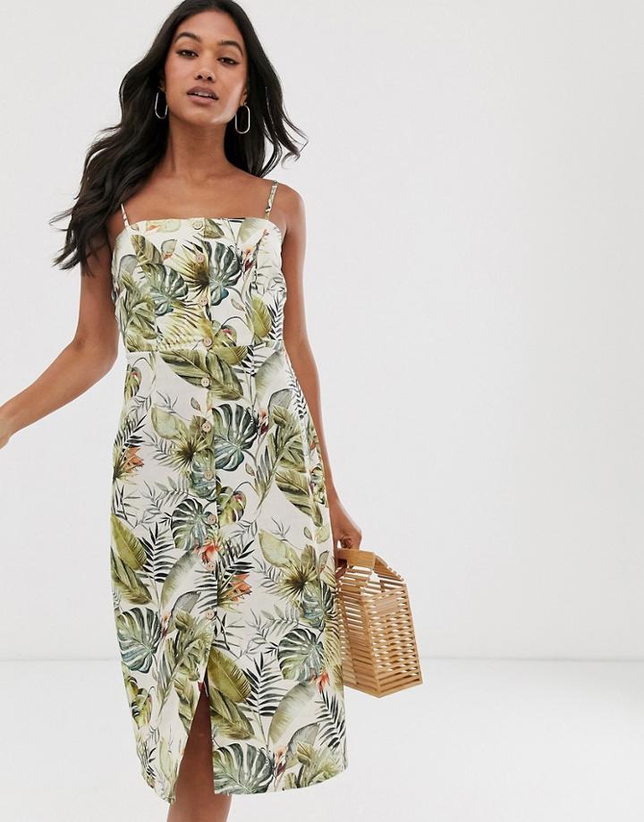 Stradivarius Dress In Tropical Print-multi