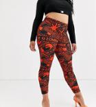 Asos Design Curve Halloween Two-piece Zombie Caution Tape Legging-multi