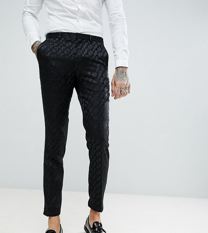 Heart & Dagger Tuxedo Skinny Suit Pants In Black - Black