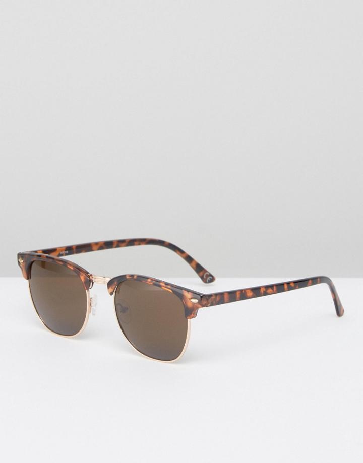 Asos Retro Sunglasses In Tort - Brown