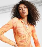 Reclaimed Vintage Inspired Shirt Dress In Poster Print-orange