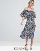 Every Cloud Mutli Zebra Bardot Midi Dress - Multi