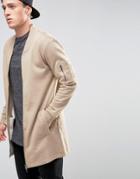 Brave Soul Longline Sweat Jacket - Tan