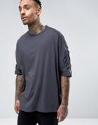 Asos Extreme Oversized T-shirt With Ruched Batwing Sleeves In Washed B