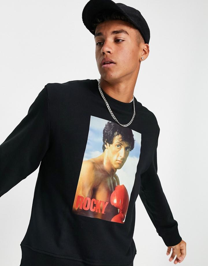 Topman Rocky Graphic Sweatshirt In Black
