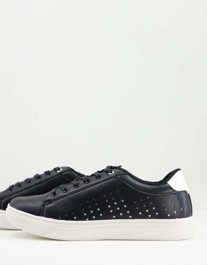 Brave Soul Flatform Perforated Sneakers In Black