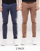 Asos 2 Pack Super Skinny Jeans - Multi