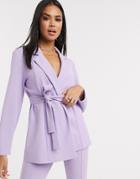 Asos Design Jersey Wrap Suit Blazer-purple