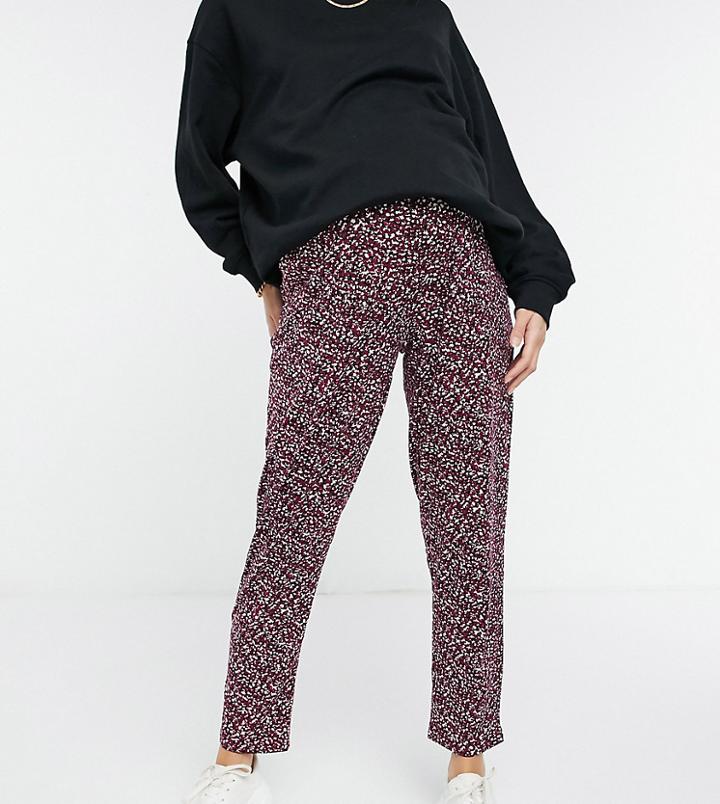 New Look Maternity Soft Touch Sweatpants In Burgundy Spot Print-multi