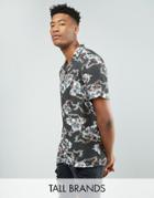 Asos Tall Oversized Viscose Floral Print Shirt - Black