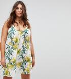Asos Curve Lily Print Simple T Back Beach Dress - Multi