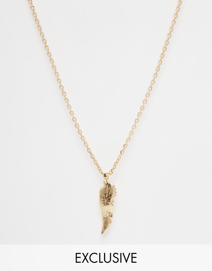 Chained & Able Wing Pendant Necklace In Gold - Gold