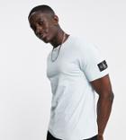 Calvin Klein Jeans Asos Exclusive Monogram Badge T-shirt In Blue-blues