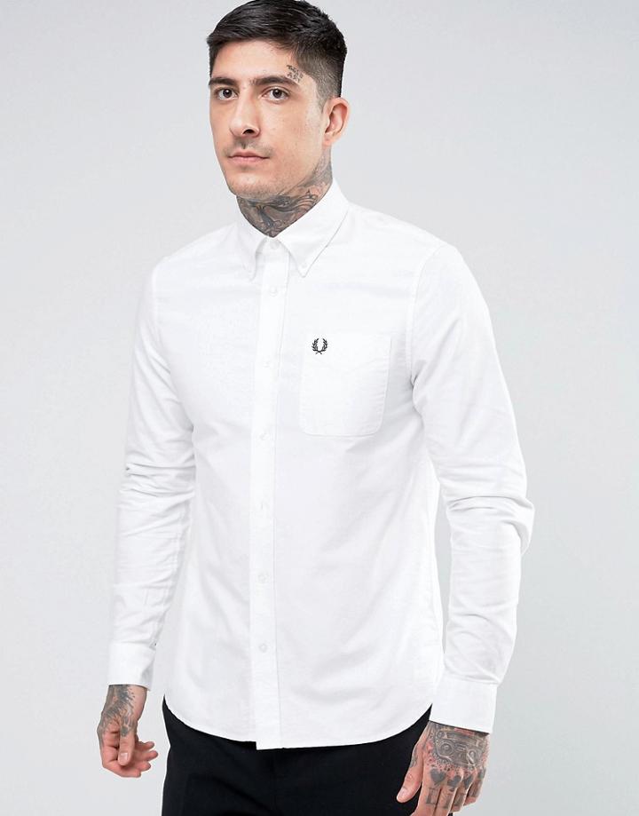 Fred Perry One Pocket Oxford Shirt In White - White