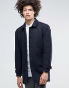 Minimum Jenkins Wool Overcoat With Collar And Quilted Lining - Navy