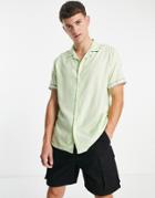 Topman Revere Shirt With Taping Detail In Sage-green