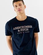 Abercrombie & Fitch Large Chest Logo T-shirt In Navy
