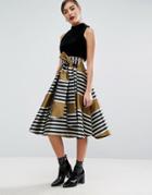 Asos Prom Skirt In Stripe With Bow - Multi