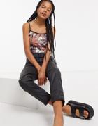 Topshop Palm Print Cami Top In Pink