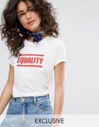 People Tree Organic Cotton T-shirt With Equality Slogan - White