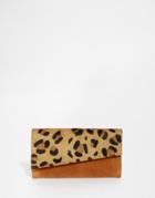 Asos Suede Slanted Purse With Faux Pony Flap - Multi