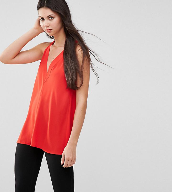 Asos Tall Longline Deep V Tank - Red