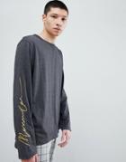 Mennace Oversized Long Sleeve T-shirt In Charcoal - Gray