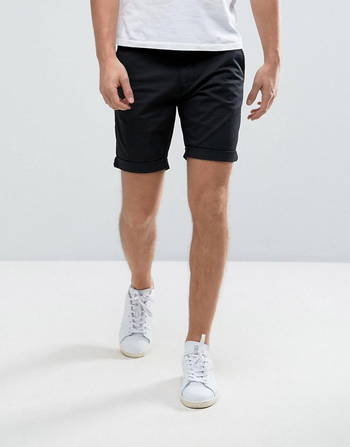 Selected Homme Slim Fit Chino Shorts With Stretch - Black