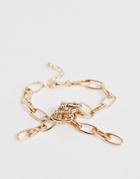 Asos Design Bracelet In Knotted Open Link Chain In Gold Tone - Gold