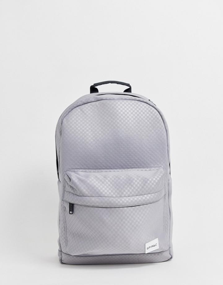 Spiral Platinum Backpack In Tonal Checkerboard Print-gray