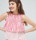 River Island Tiered Stripe Sleeveless Blouse Top - Red