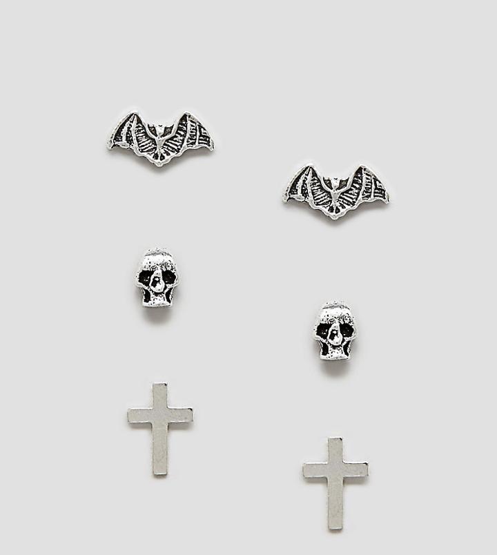 Kingsley Ryan Sterling Silver Halloween Stud Earrings Pack - Silver