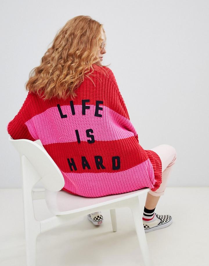 Lazy Oaf Life Is Hard Cardigan - Multi
