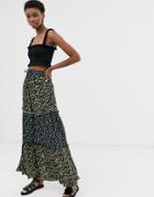 Only Mix Print Floral Maxi Skirt-multi