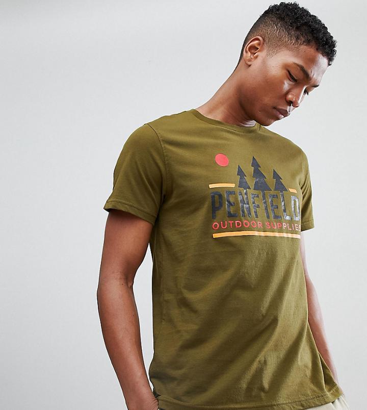 Penfield Treeline Logo Print T-shirt Exclusive In Green - Green