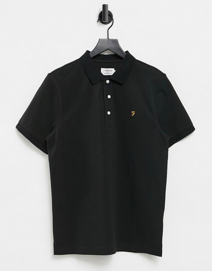 Farah Blanes Cotton Polo In Black - Black