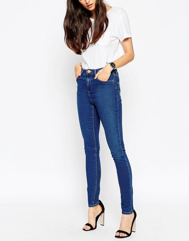 Asos Ridley Skinny Jeans In Della Dark Wash - Blue